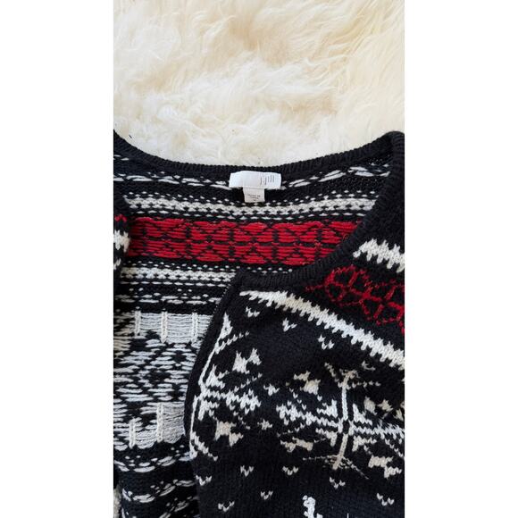 J.Jill Holiday Christmas Reindeer Snowflake Zip Knit Winter Cardigan Fair Isle - Picture 7 of 7